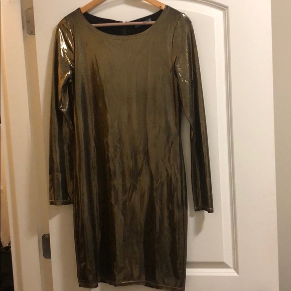 Alice & Olivia metallic gold, lined Tabitha dress - Picture 4 of 7